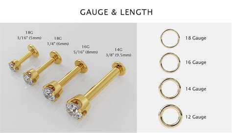 gauge sizes for nose studs|nose piercing gauge size chart.